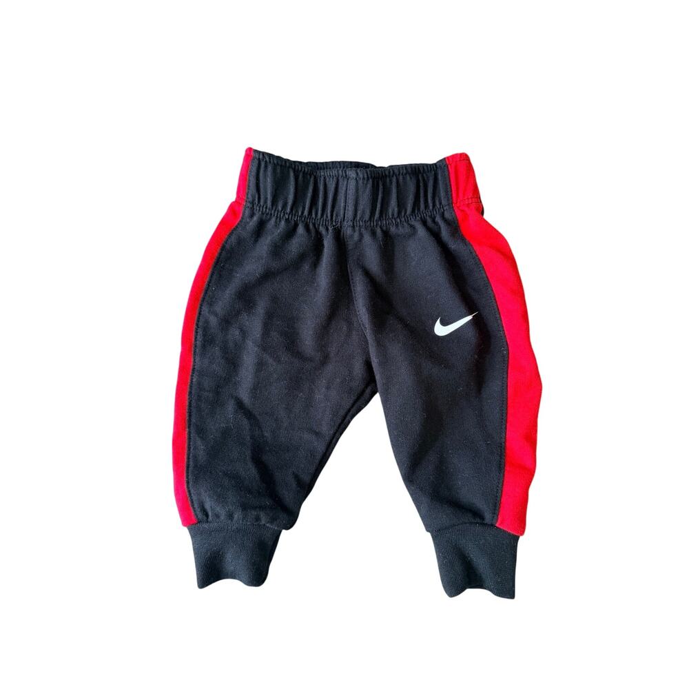 Cozy Nike Newborn Baby Jogger Pants - Black & Red Stripes